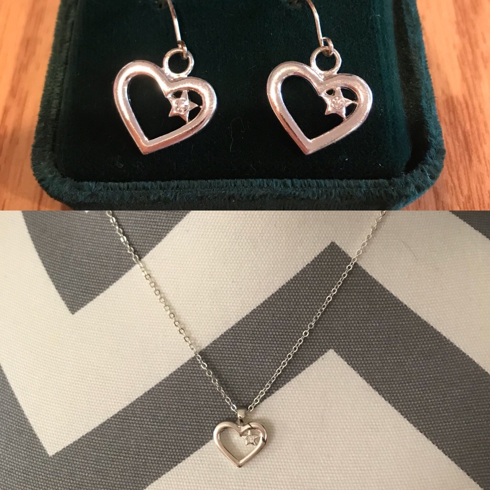 Heart Necklace and Earrings Set